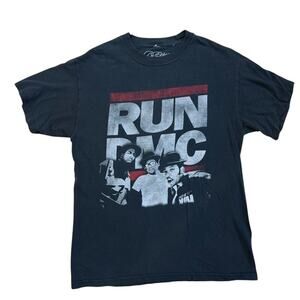 Run DMC Rap band photo classic logo black t-shirt Size Medium